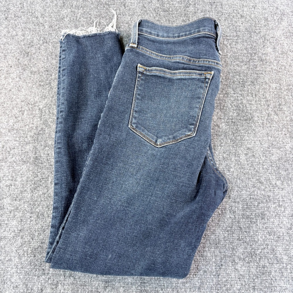 J.Crew 10 High Rise Skinny Jeans 28 Dark Wash Button Fly Raw Hem BC790